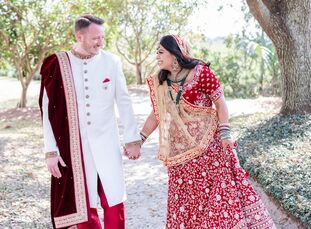 Before tying the knot with a blush-and-gold wedding ceremony at Harborside East in Charleston, South Carolina, Krutika and Brad kicked off their multi