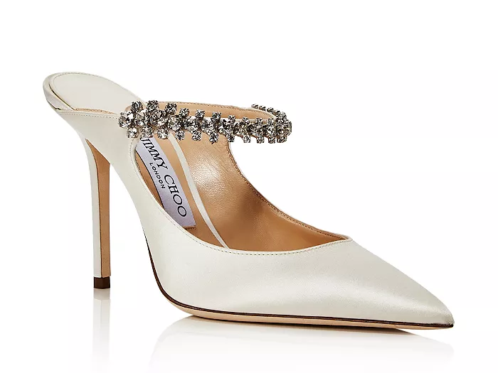 Close-toed mules with embellished strap