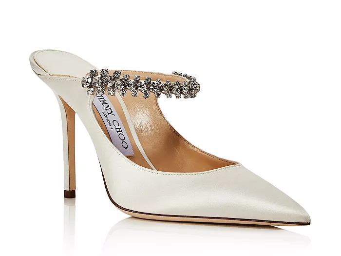 Jimmy Choo Love 100 Bow-detailed Embellished Leather-trimmed Mesh Pumps in  Natural