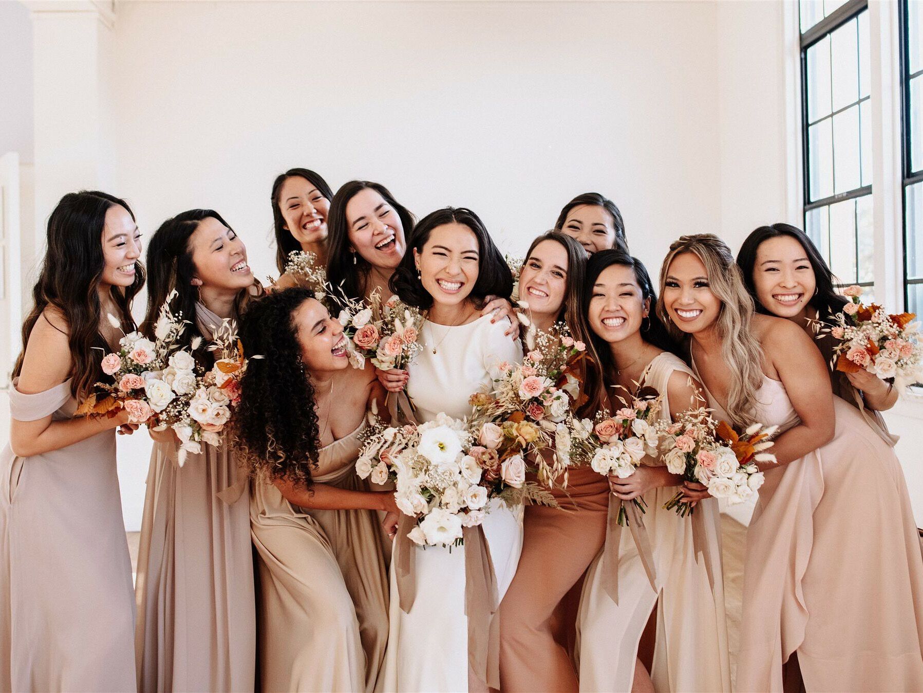 Premium Photo  Happy girl bride with bridal veil having fun