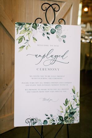 Unplugged Wedding Ceremony Sign With Eucalyptus Motif