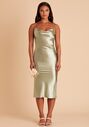 Birdy Grey Lisa Midi Dress in Satin Moss Green Bridesmaid Dress - thumbnail - 4