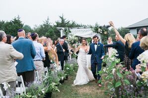 Guests Showering Couple with Dried Herbs and Flowers