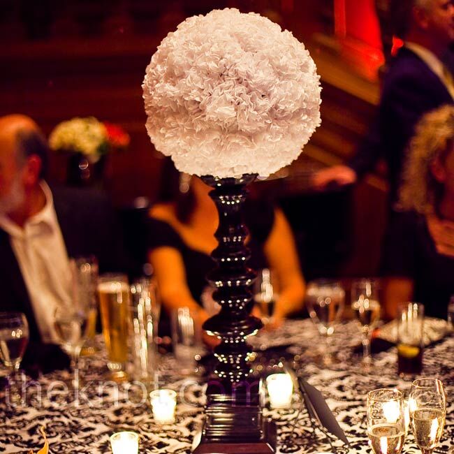 Believe it or not, these white centerpieces are made of tissue paper!