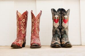 Brown and Black Intricate Cowboy Boots