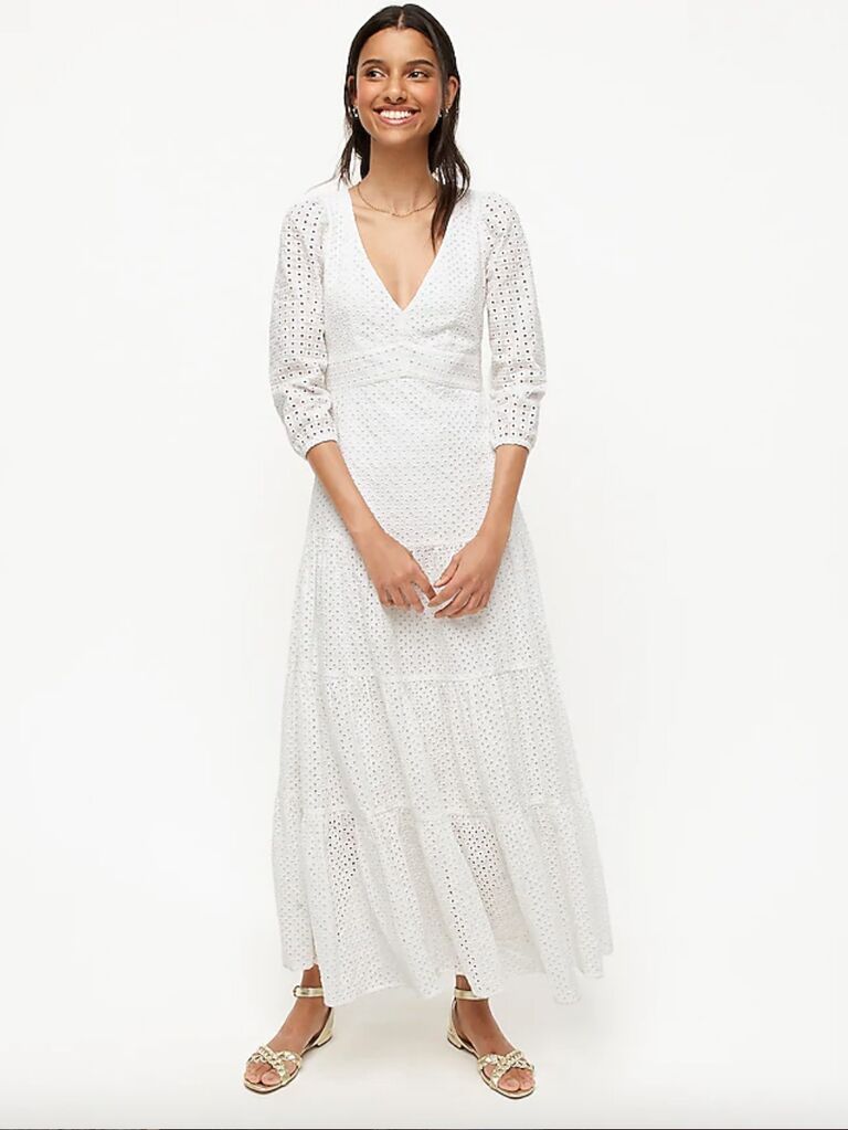 J. Crew tiered maxi dress in mixed eyelet
