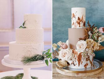 Two three tier wedding cakes 
