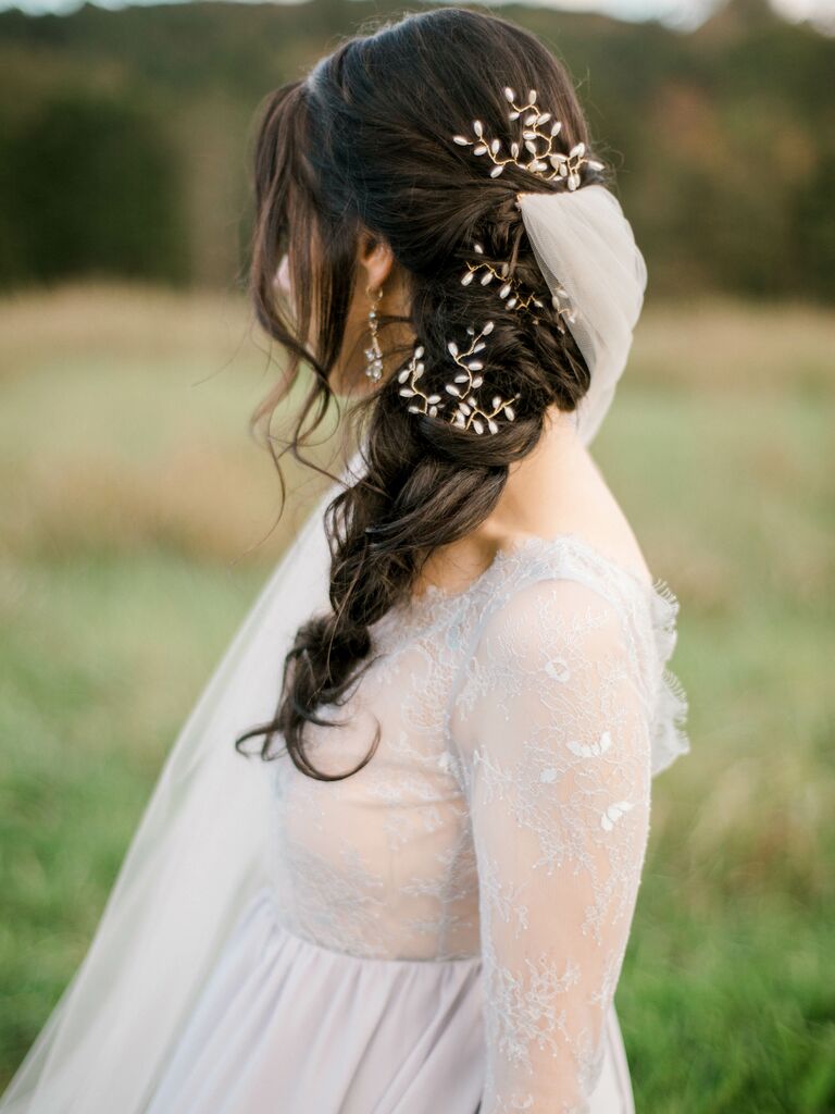 Wedding updo braid with pins