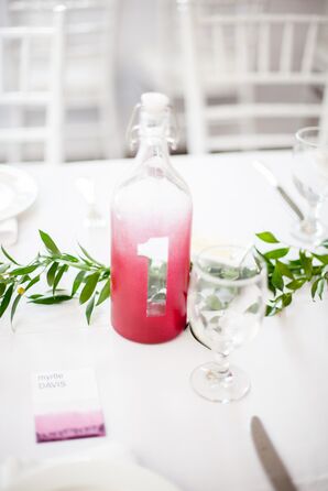 Pink Ombre Bottle Table Numbers