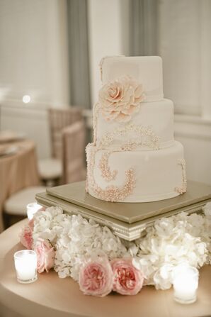 Blush and White Wedding Cake