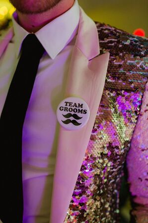 Team Groom Button on Bedazzled Lapel