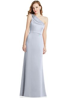 Dessy Group Shirred One-Shoulder Satin Trumpet Dress - Maddie - LB028 One Shoulder Bridesmaid Dress