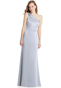 Dessy Group Shirred One-Shoulder Satin Trumpet Dress - Maddie - LB028 One Shoulder Bridesmaid Dress