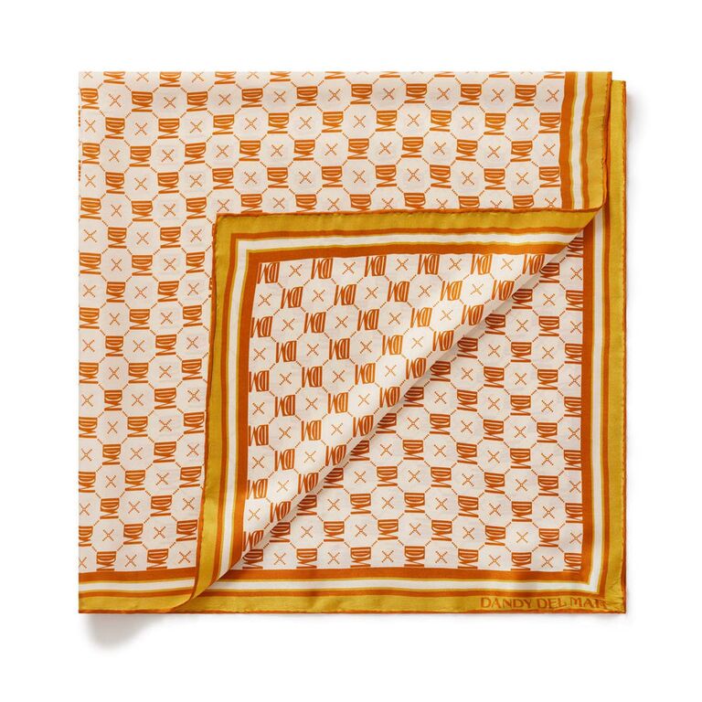 Printed silk scarf by Dandy Del Mar. 