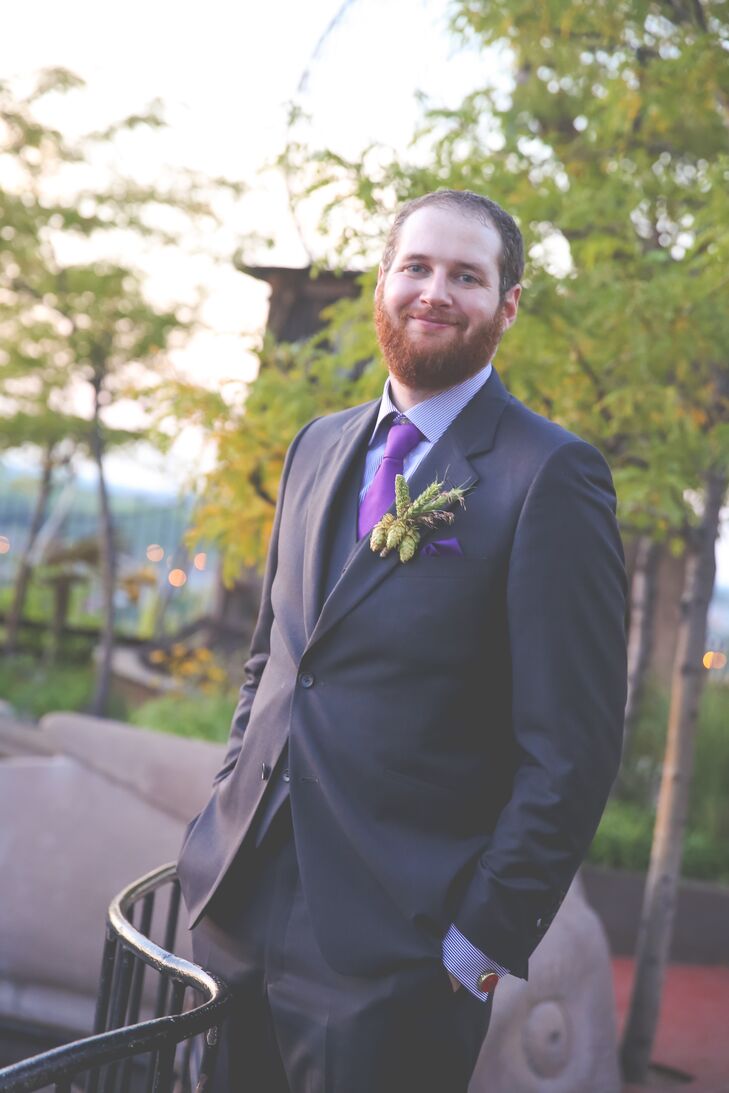 Beer-Inspired Boutonniere with Purple Accent