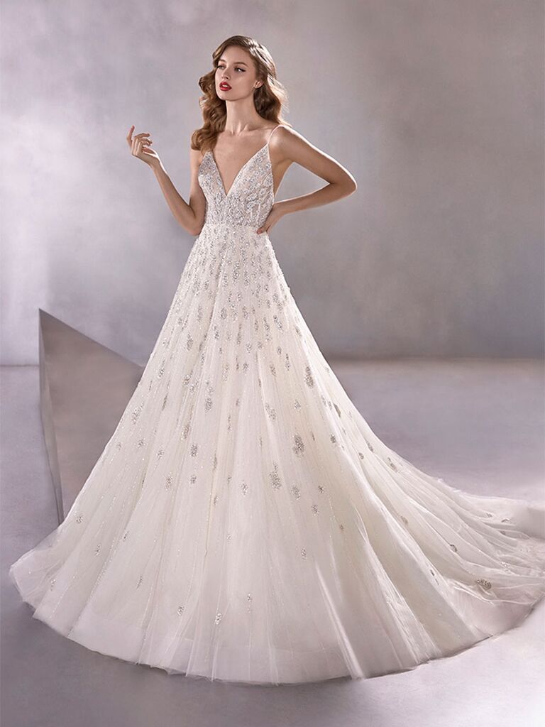 Atelier Provonias wedding dress tulle beaded ball gown