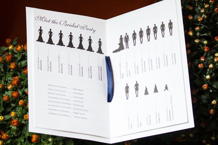 Instead of simply listing the names of the members in their wedding party, Jennifer and Michael added an illustrated pictograph as a fun twist.