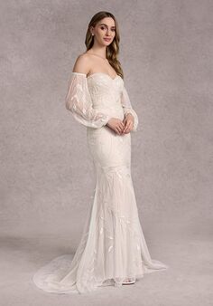 Adrianna Papell Platinum Destination 40412L Sheath Wedding Dress