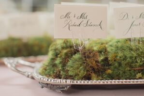 Calligraphy Place Cards at St. Patrick's Day-Themed Wedding