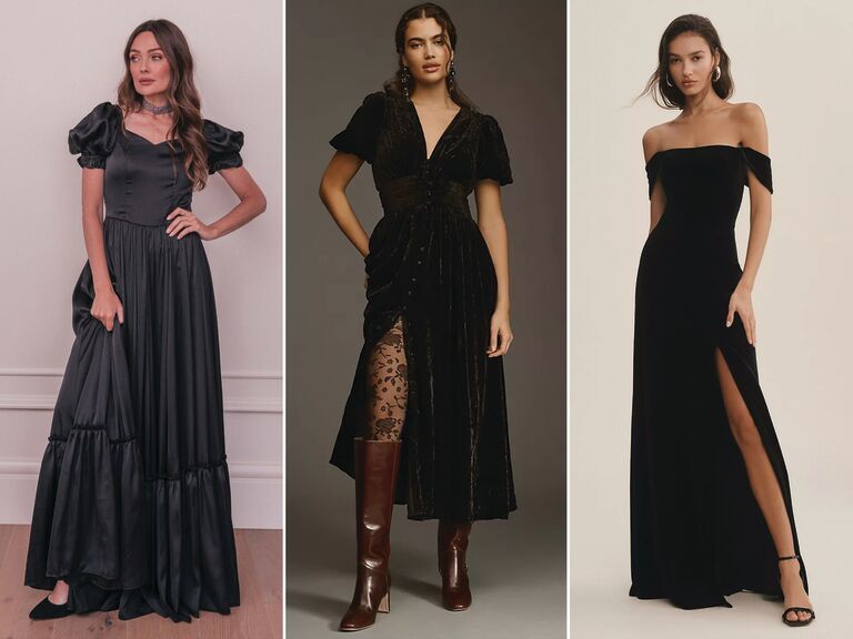 Three gothic bridesmaid dresses