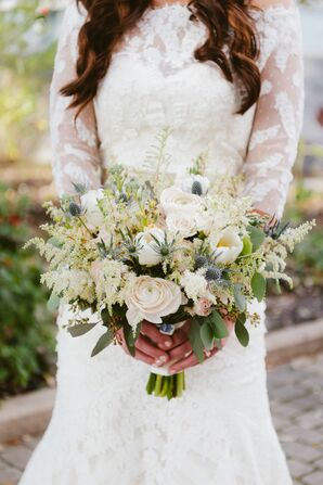 Rustic Astilbe, Rose and Thistle Bouquet