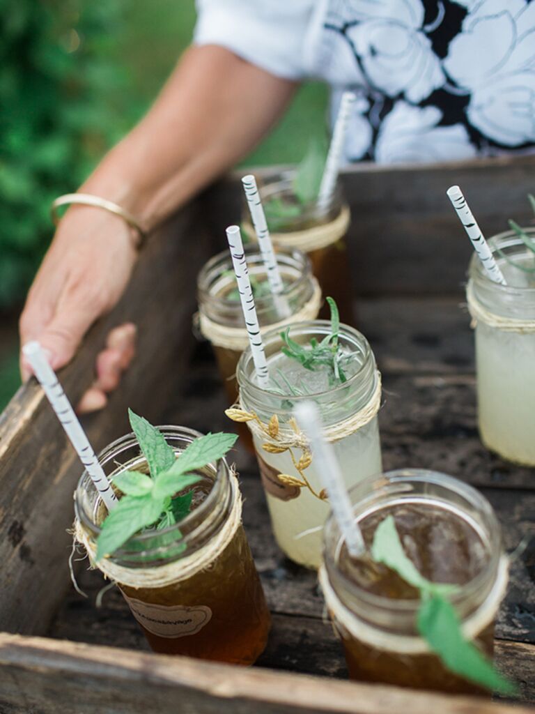 Southern wedding food idea with lemonade cocktails