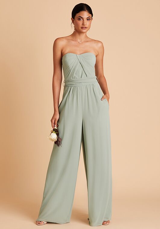 Birdy Grey Gigi Convertible Jumpsuit in Chiffon Sage Sweetheart Bridesmaid Dress - 5