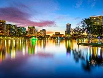 orlando skyline at dusk