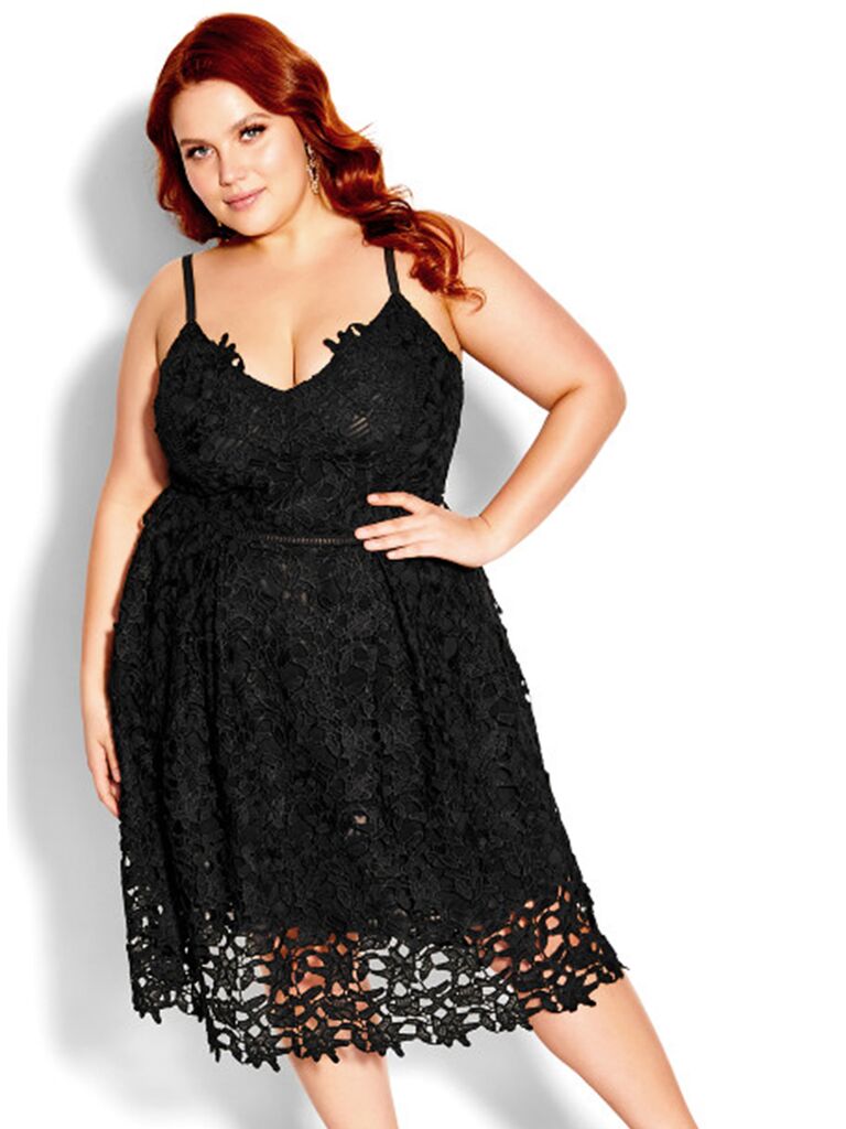 Black plus-size lace mother-of-the-bride dress from City Chic