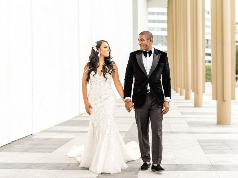 Bride and groom on wedding day