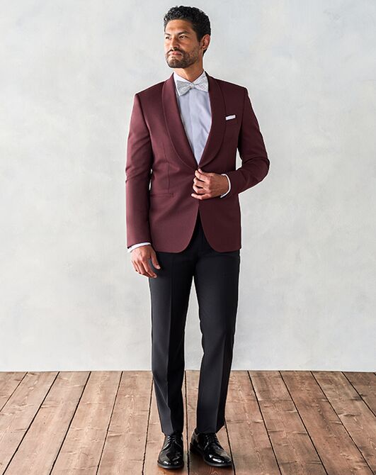 The Black Tux Burgundy Shawl Jacket Tuxedo Red Tuxedo - 2