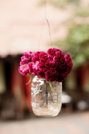 Cockscomb and Mason Jar Decor
