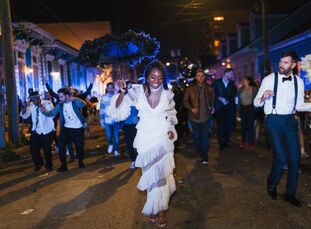 Caroline Sobiesuo and Andrew Matina may be based in Brooklyn, New York, but a destination wedding in The Big Easy was a must since they love the, "Fre