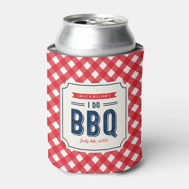 Gingham koozie for I Do BBQ party. 