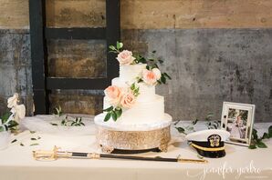 Combed Buttercream Cake with Pink Garden Roses