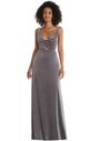 Dessy Group Twist Front Cutout Velvet Maxi Dress - Cameron - LB033 Scoop Bridesmaid Dress - thumbnail - 1