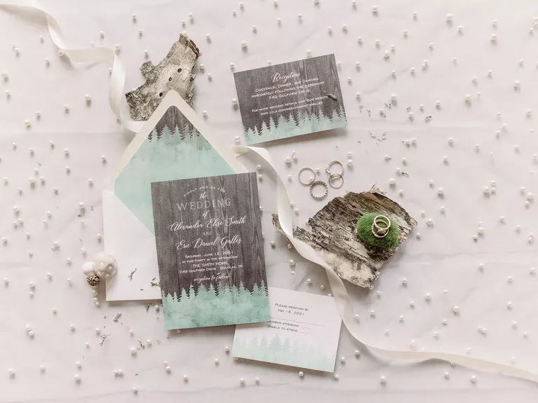 Woodland-Themed Wedding Invitation Suite