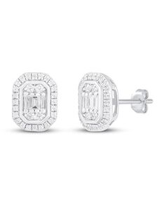Kay Jewelers Diamond Earrings 1/3 ct tw Round/Baguette 10K White Gold Wedding Earring photo