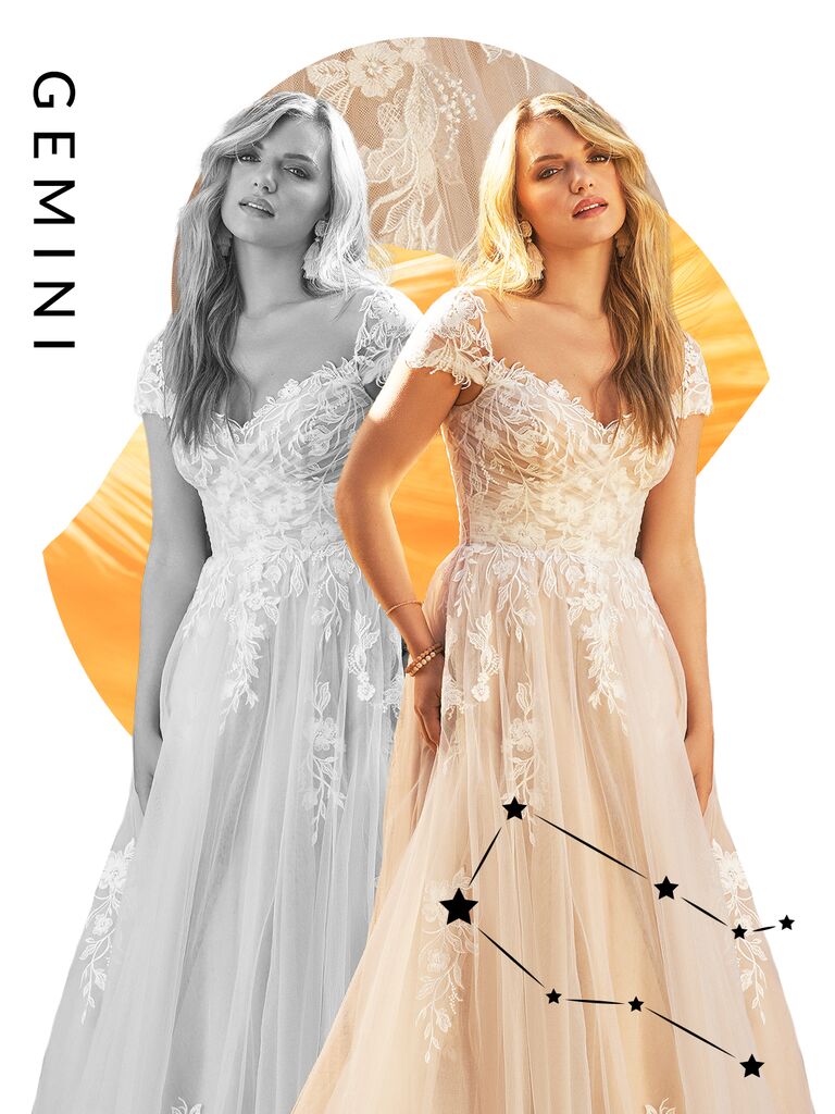Lillian West style 66259 cap sleeve lace A-line dress