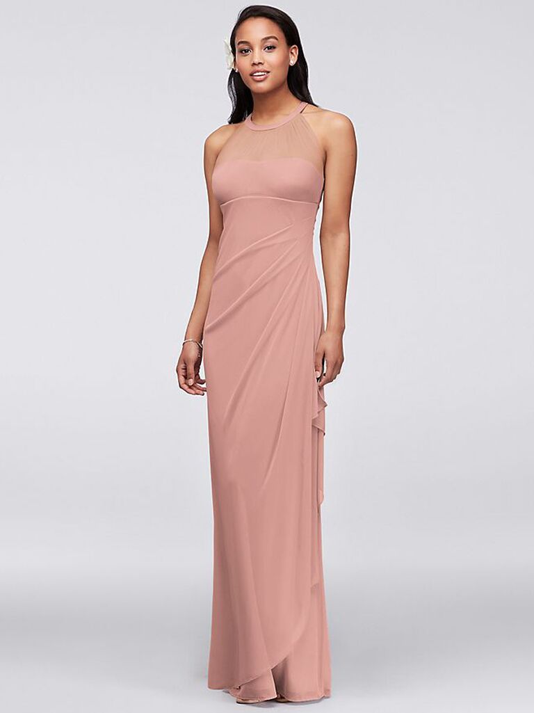 Mesh modern dusty rose bridesmaid dress