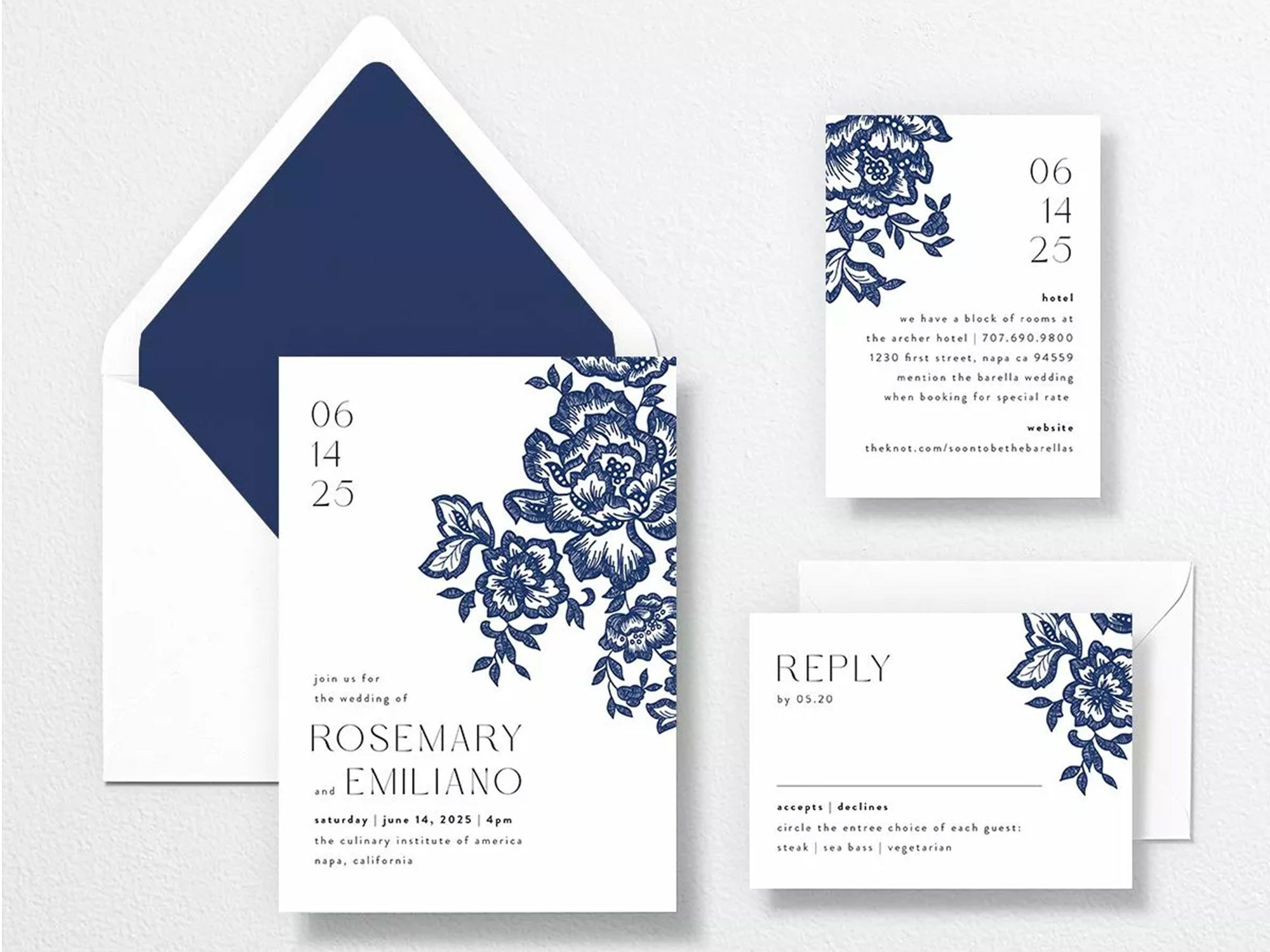 Navy & Gold Monogram Classic Pocket Monogram Wedding Invitation Suite –  Cartalia