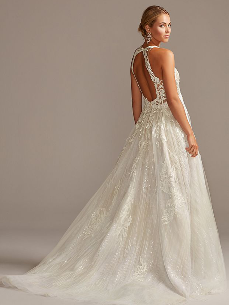 Keyhole back and crystal beading with full tulle skirt