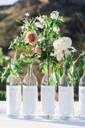 Flower Vases as Seating Chart Display