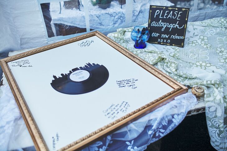 Rather than have a traditional guest book, Angela and Cameron (who are both big music lovers) had guests sign a record album.