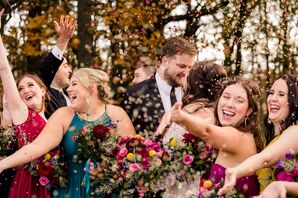 Wedding Party Photo with Confetti at Toledo Country Club in Ohio