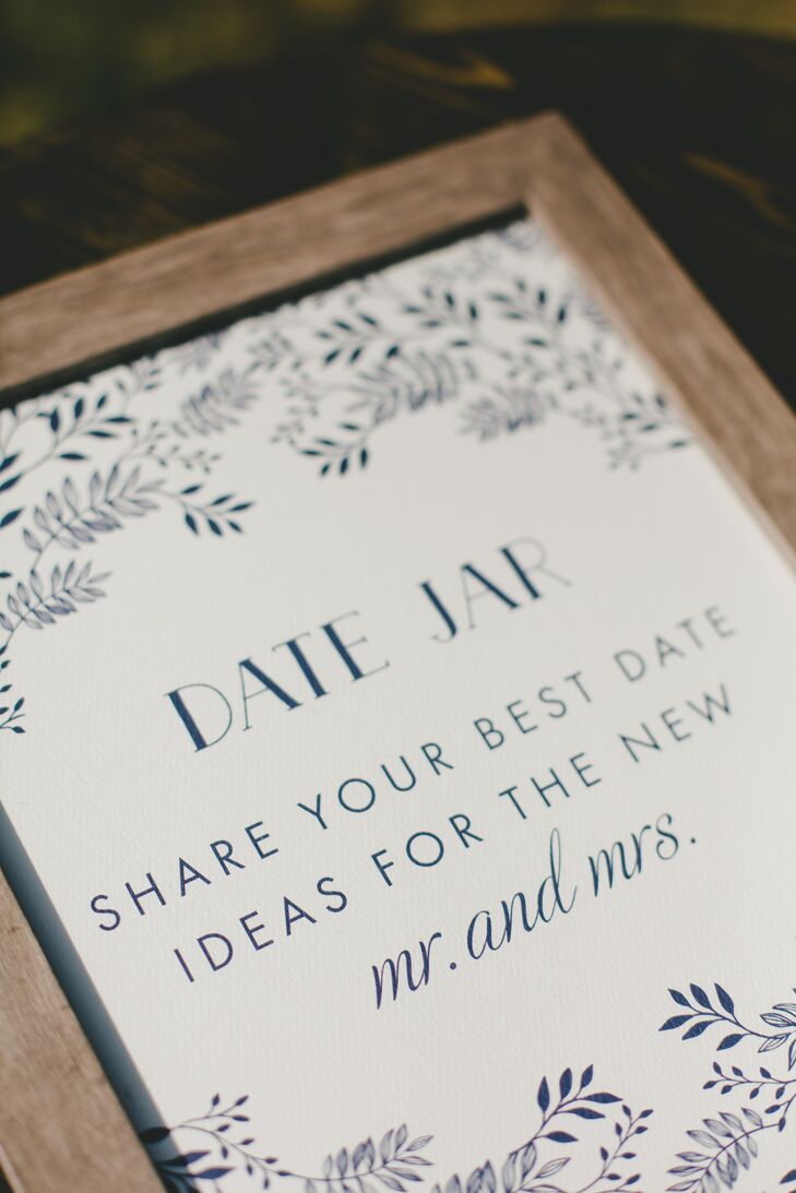 In addition to their wine bottle twist on the classic guest book, Robyn and Tony asked their guests to share their ideas for fun date night activities that the newlyweds could use when they needed a little inspiration.