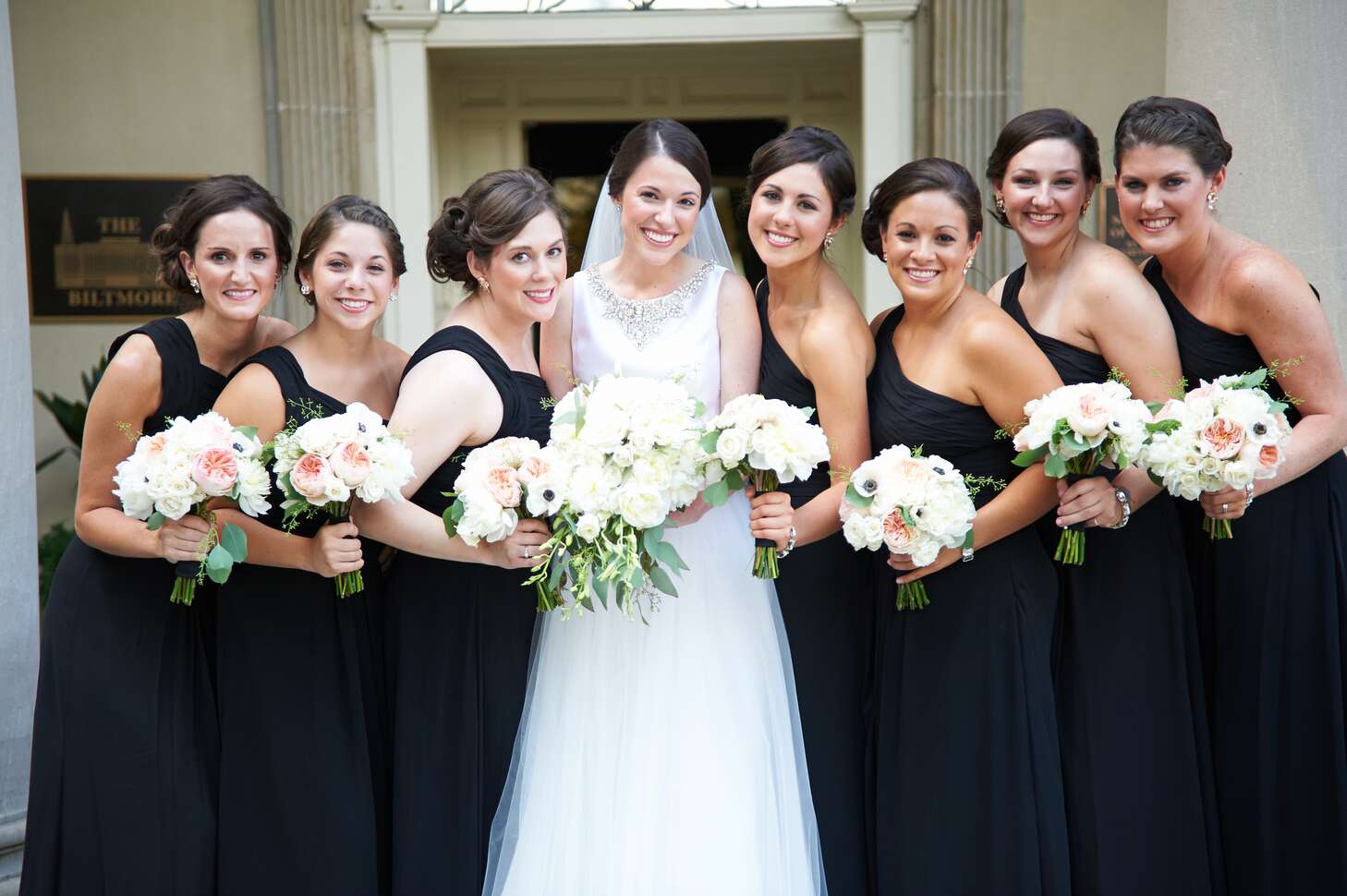 Black One-Shoulder Monique Lhuillier Bridesmaid Dresses