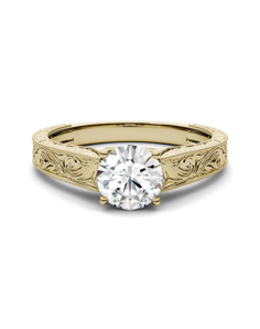 Forever One Moissanite Unique Round Cut Engagement Ring