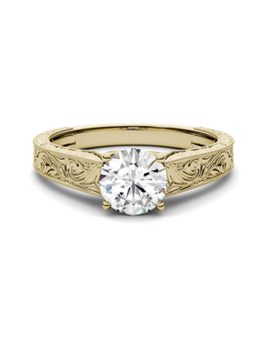 Forever One Moissanite Unique Round Cut Engagement Ring