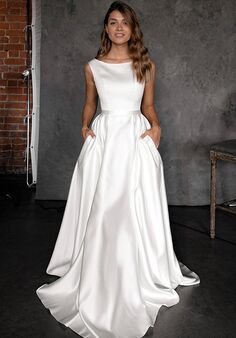 Olivia Bottega Minimalist Satin Wedding Dress Bess A-Line Wedding Dress